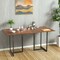 Industrial Dining Table 60 Inch Rubber Wood Top Iron Frame Brown
